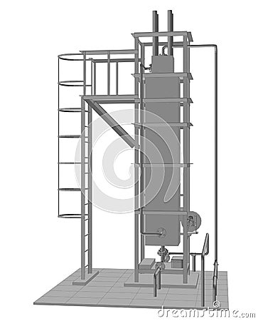 Petroleum gas installation. Tracing illustration of 3d. Vector Illustration