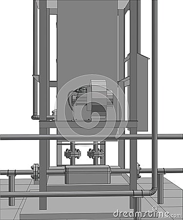 Petroleum gas installation. Tracing illustration of 3d. Vector Illustration