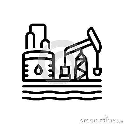 Black line icon for Petroleum, industry and fuel Vector Illustration