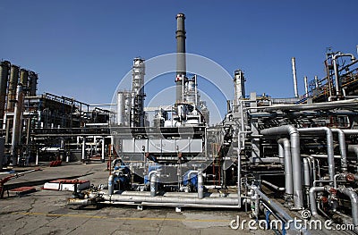 Petroleum or oil refinery pipes Stock Photo