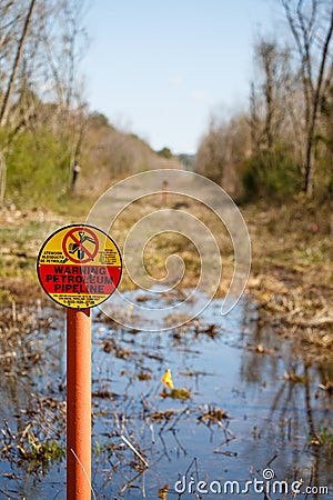 Petroleum Pipeline Easement in Wetlands Stock Photo