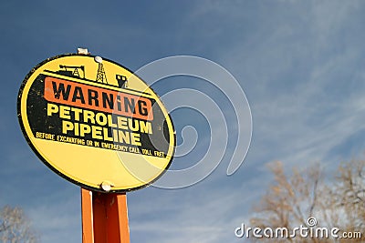 Petroleum Pipeline Warning Sign Stock Photo