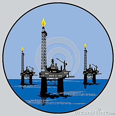 Petroleum platform emblem Stock Photo