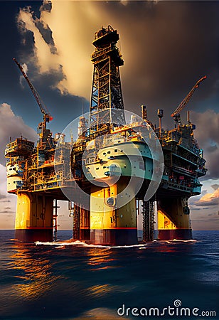 Petroleum platform oil and gas at sea Stock Photo