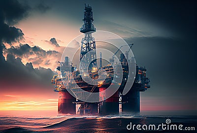 Petroleum platform oil and gas at sea Stock Photo