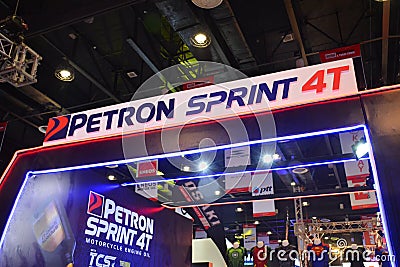 Petron sprint 4t booth motorcycle in Pasay, Philippines Editorial Stock Photo