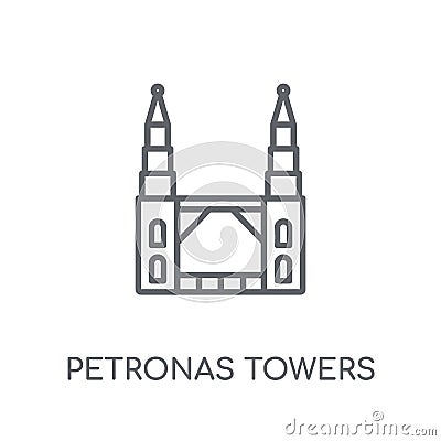 Petronas towers linear icon. Modern outline Petronas towers logo Vector Illustration