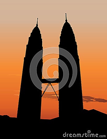 Petronas Twin Towers in Kuala Lumpur Vector Illustration