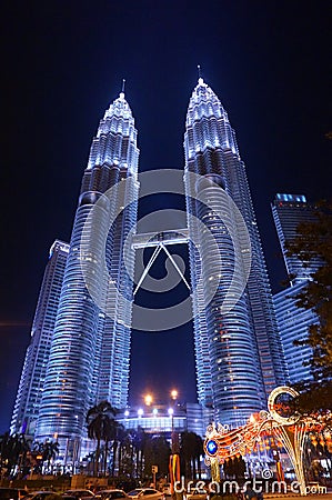 Petronas Twin Towers at night Editorial Stock Photo