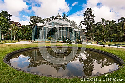 Crystal Palace in the Public Park of Petropolis City Editorial Stock Photo