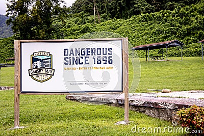 Entry sign and warning at Brushy Mountain State Penitentiary Editorial Stock Photo