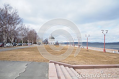 Petrozavodsk, Karelia, Russia, April 18, 2024 decorative structure of the Petrovskaya Rotunda gazebo in the style of Editorial Stock Photo