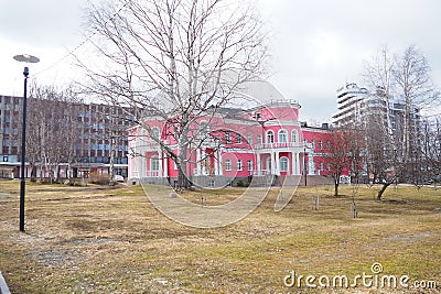 Petrozavodsk, Karelia, Russia, April 18, 2024: wedding palace on the embankment of Lake Onega, former palace of pioneers Editorial Stock Photo