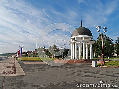 Petrozavodsk. Petrovsky rotunda on Lake Onega Embankment Stock Photo