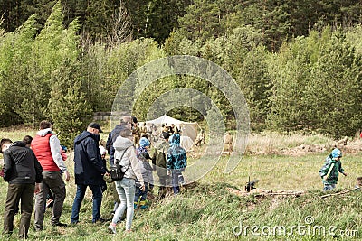 PETROZAVODSK, RUSSIA - MAY 22, 2021: Soldiers of WWII and other people Editorial Stock Photo