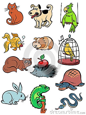 Pets animals collection set icons symbols Vector Illustration