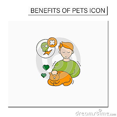 Pets benefits color icon Vector Illustration