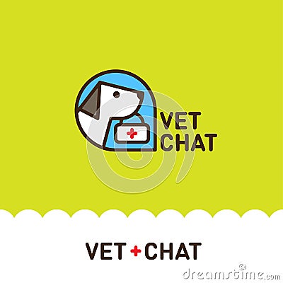 Pets chat logo. Pets veterinarian emblems. Animal clinic. Vector Illustration