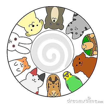 Pets in circle with copy space Vector Illustration