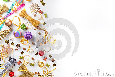 Pets holiday shopping and gifts background Stock Photo