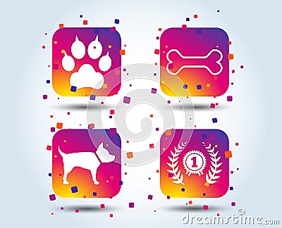 Pets icons. Cat paw with clutches sign. Vector Illustration