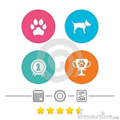 Pets icons. Cat paw with clutches sign. Vector Illustration