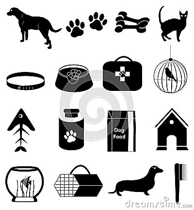 Pets icons set Vector Illustration