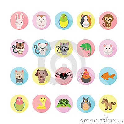 Pets icons set. Vector Illustration