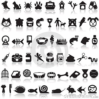 Pets icons set Vector Illustration