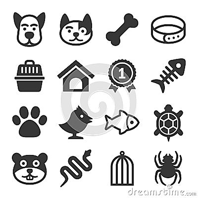 Pets Icons Set Vector Illustration