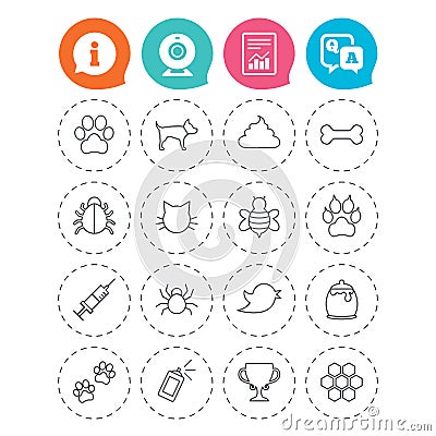 Pets and Insect icon. Dog, Cat paw with clutches. Vector Illustration