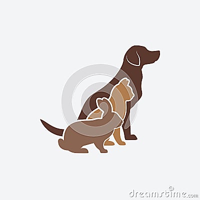 Pets silhouettes. dog, cat and rabbit. of pet store or veterinary clinic Vector Illustration