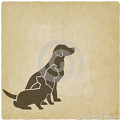 Pets silhouettes. dog, cat and rabbit. pet store or veterinary clinic Vector Illustration