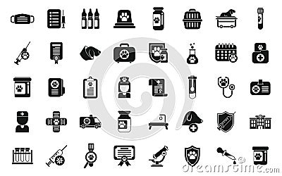 Pets vaccination icons set simple vector. Dog pet animal Vector Illustration