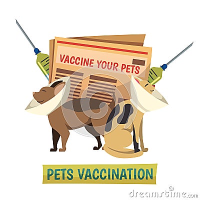 Pets Vaccination Orthogonal background Composition Vector Illustration