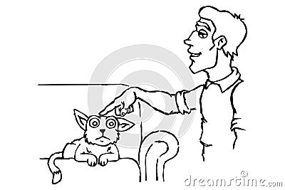 Petting a cat Vector Illustration