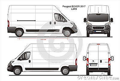 Peugeot Boxer Cargo Delivery Van 2017 L3H3 Blueprint Editorial Stock Photo