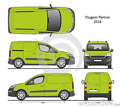 Peugeot partner 2016 Professional Cargo Van Vector Illustration