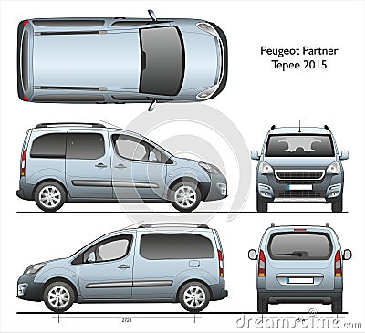 Peugeot partner Tepee 2015 commercial van Vector Illustration