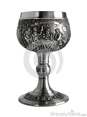 Pewter wine goblet Stock Photo