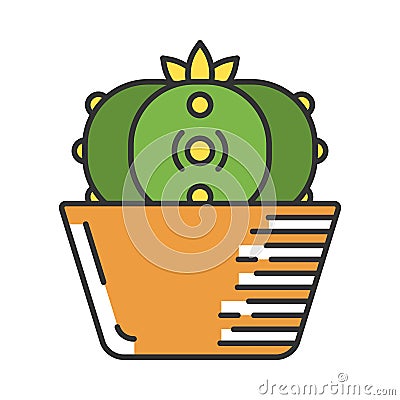 Peyote cactus in pot color icon Vector Illustration