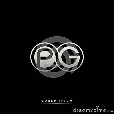 PG initial letter linked circle capital monogram logo modern template silver color version Vector Illustration