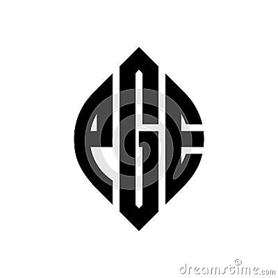 PGE circle letter logo design with circle and ellipse shape. PGE ellipse letters with typographic style. The three initials form a Vector Illustration