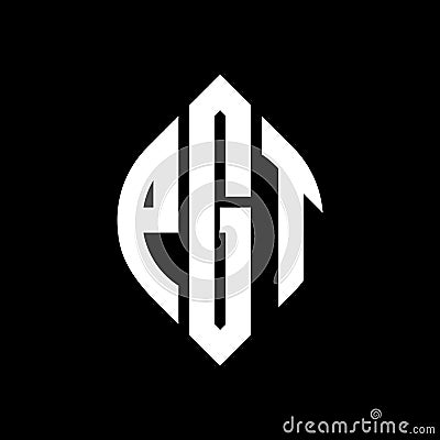 PGT circle letter logo design with circle and ellipse shape. PGT ellipse letters with typographic style. The three initials form a Vector Illustration
