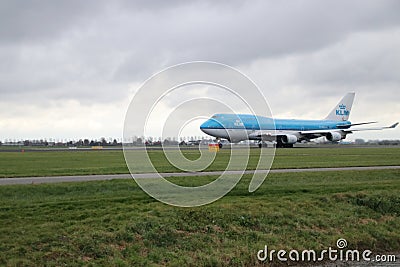 PH-BFG KLM Royal Dutch Airlines Boeing 747 is departing from Polderbaan Editorial Stock Photo