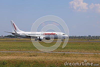 PH-CDE Corendon Dutch Airlines Boeing 737-8KN(WL) landing on Schiphol Amsterdam airport Editorial Stock Photo