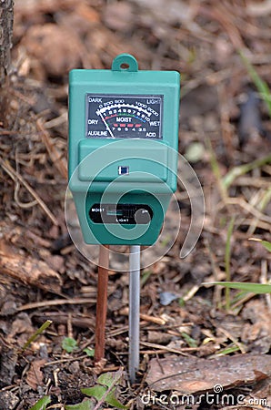 PH-meter in the garden. Stock Photo