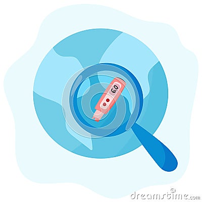 pH meter for measuring water quality. Water quality control on Earth. Vector Illustration