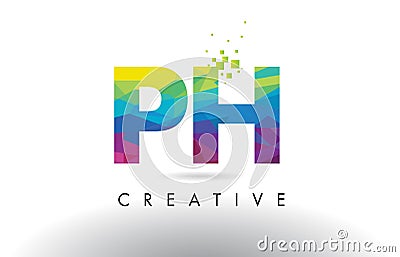 PH P H Colorful Letter Origami Triangles Design Vector. Vector Illustration