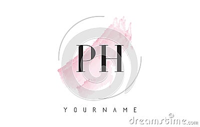 PH P H Watercolor Letter Logo Design with Circular Brush Pattern Vector Illustration